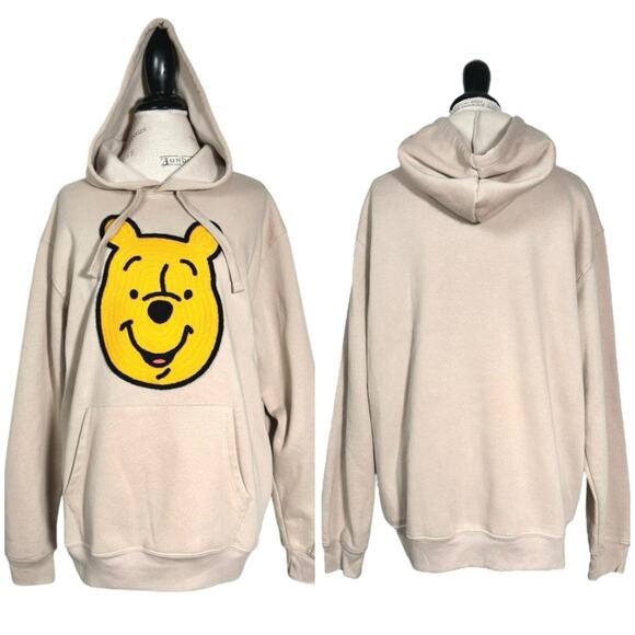 Winnie the Pooh Tops - Winnie The Pooh | Unisex | Disney Yarn Knit Appliqué Sand Fleece Hoodie | Sz XL